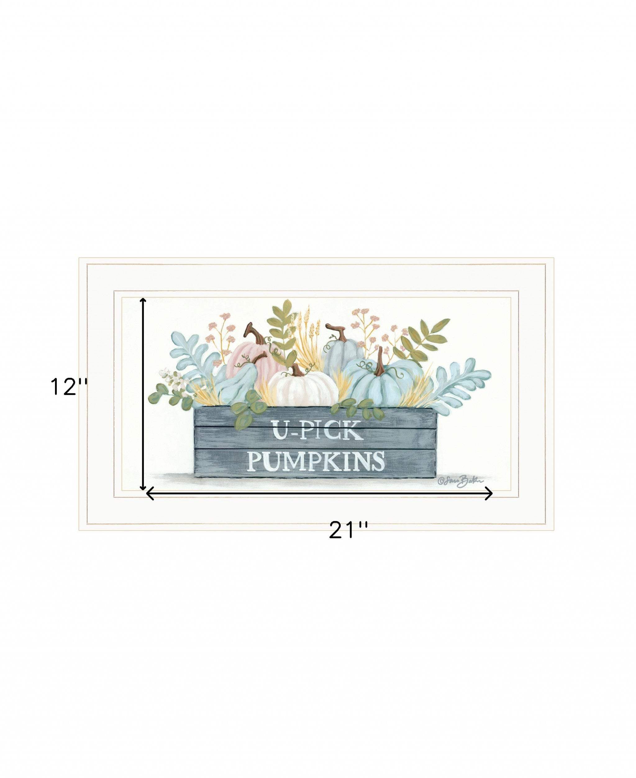 U Pick Pumpkins White Framed Print Wall Art - Homeroots - Flyclothing LLC