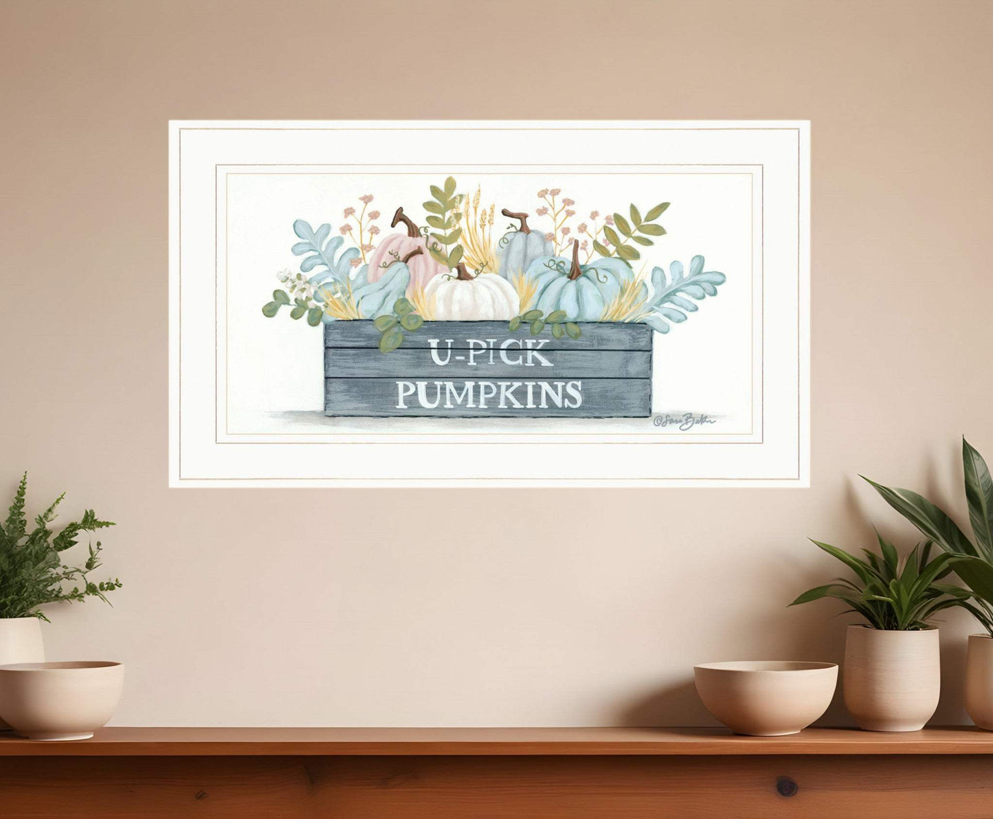 U Pick Pumpkins White Framed Print Wall Art - Homeroots - Flyclothing LLC