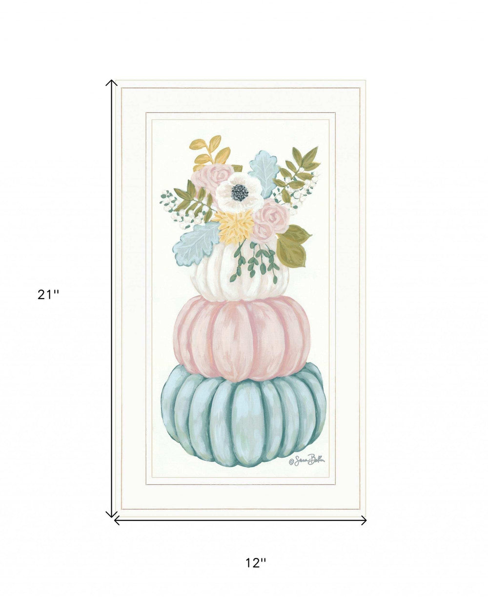 Floral Pumpkins White Framed Print Wall Art - Homeroots - Flyclothing LLC