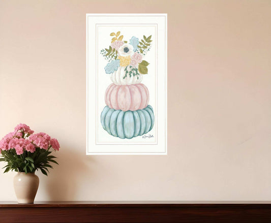 Floral Pumpkins White Framed Print Wall Art - Homeroots - Flyclothing LLC