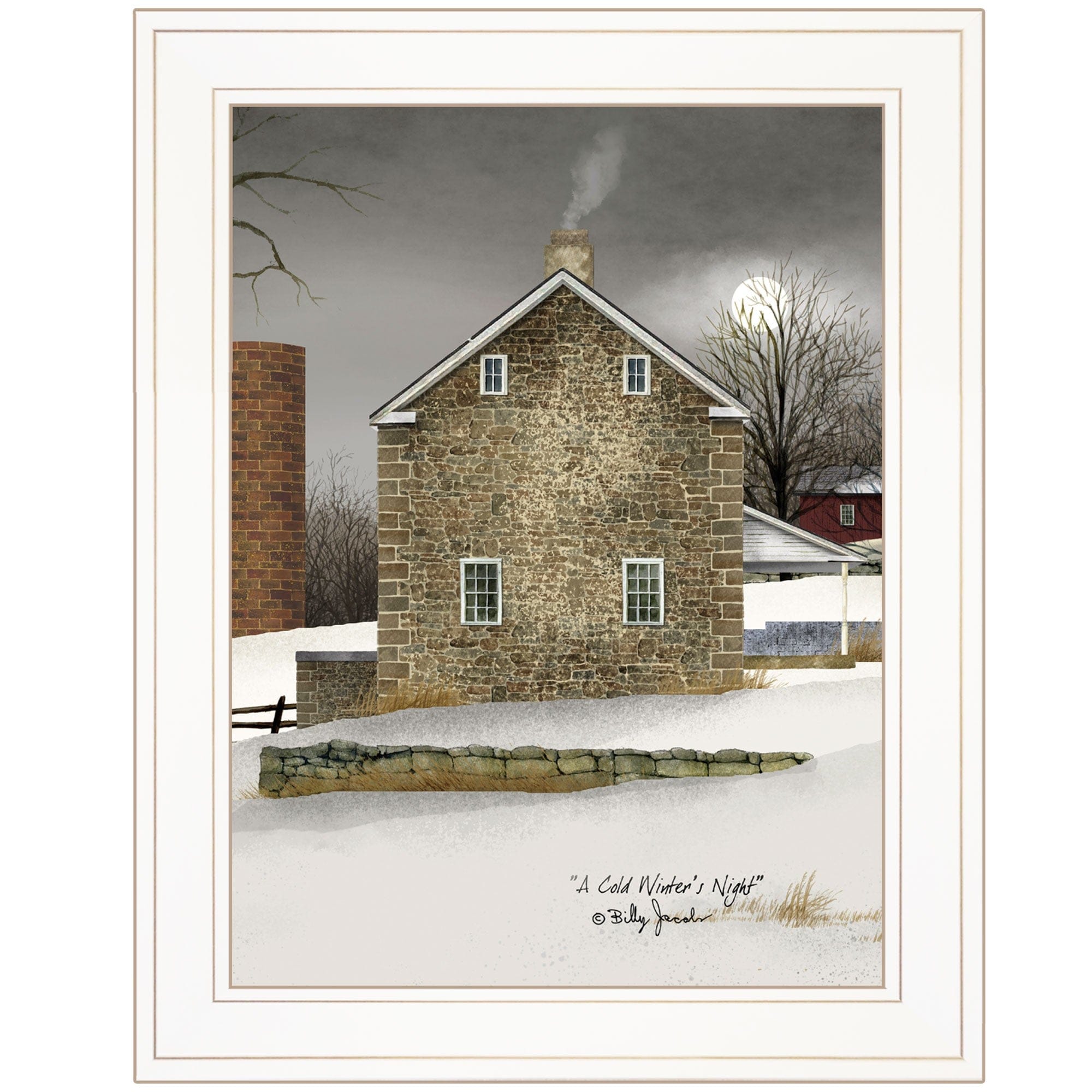 Cold Winters Night 1 White Framed Print Wall Art - Homeroots