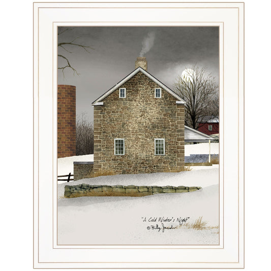 Cold Winters Night 1 White Framed Print Wall Art - Homeroots