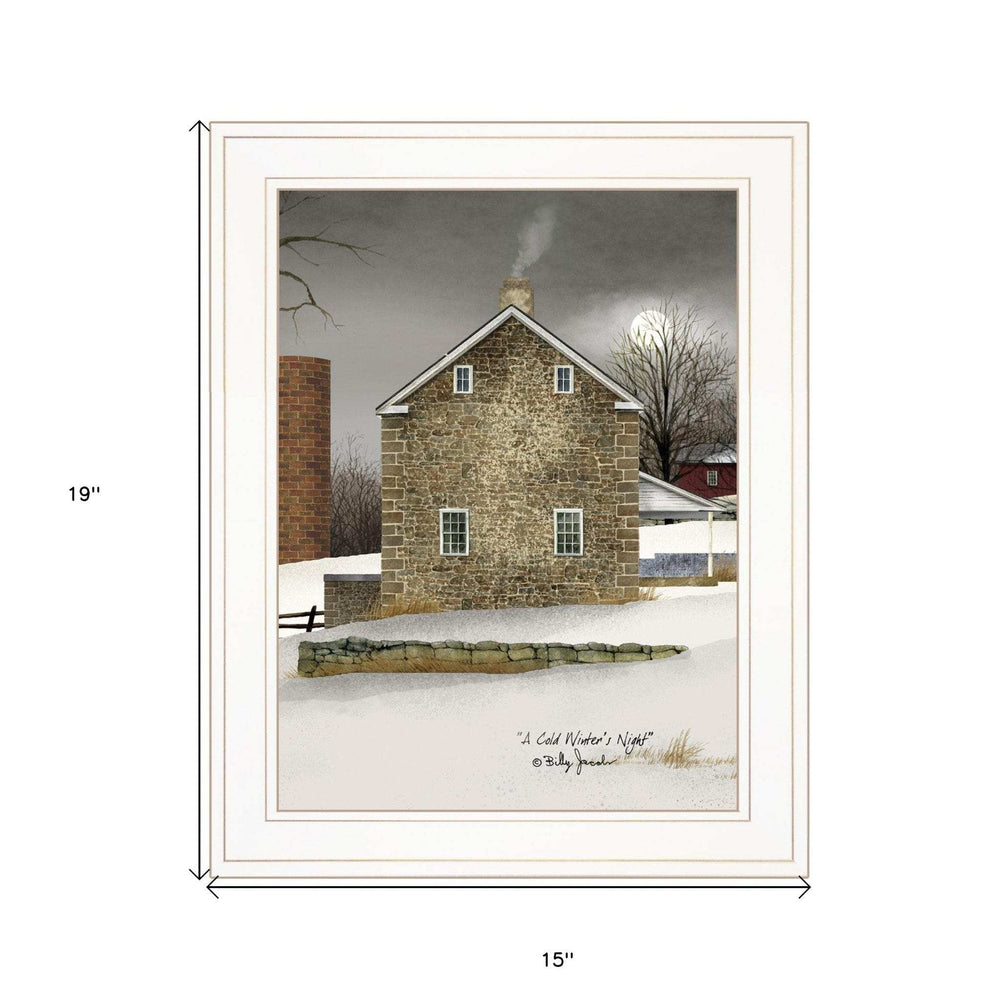 Cold Winters Night 1 White Framed Print Wall Art - Homeroots - Flyclothing LLC
