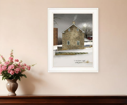 Cold Winters Night 1 White Framed Print Wall Art - Homeroots