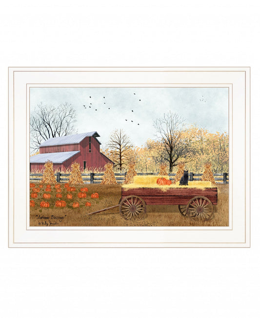 Autumn Blessings 1 White Framed Print Wall Art - Homeroots