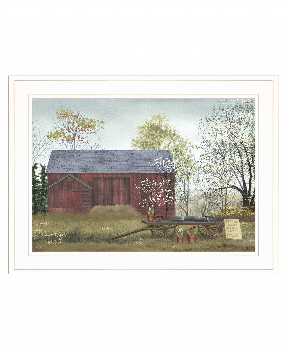 Flower Wagon 2 White Framed Print Wall Art - Homeroots - Flyclothing LLC