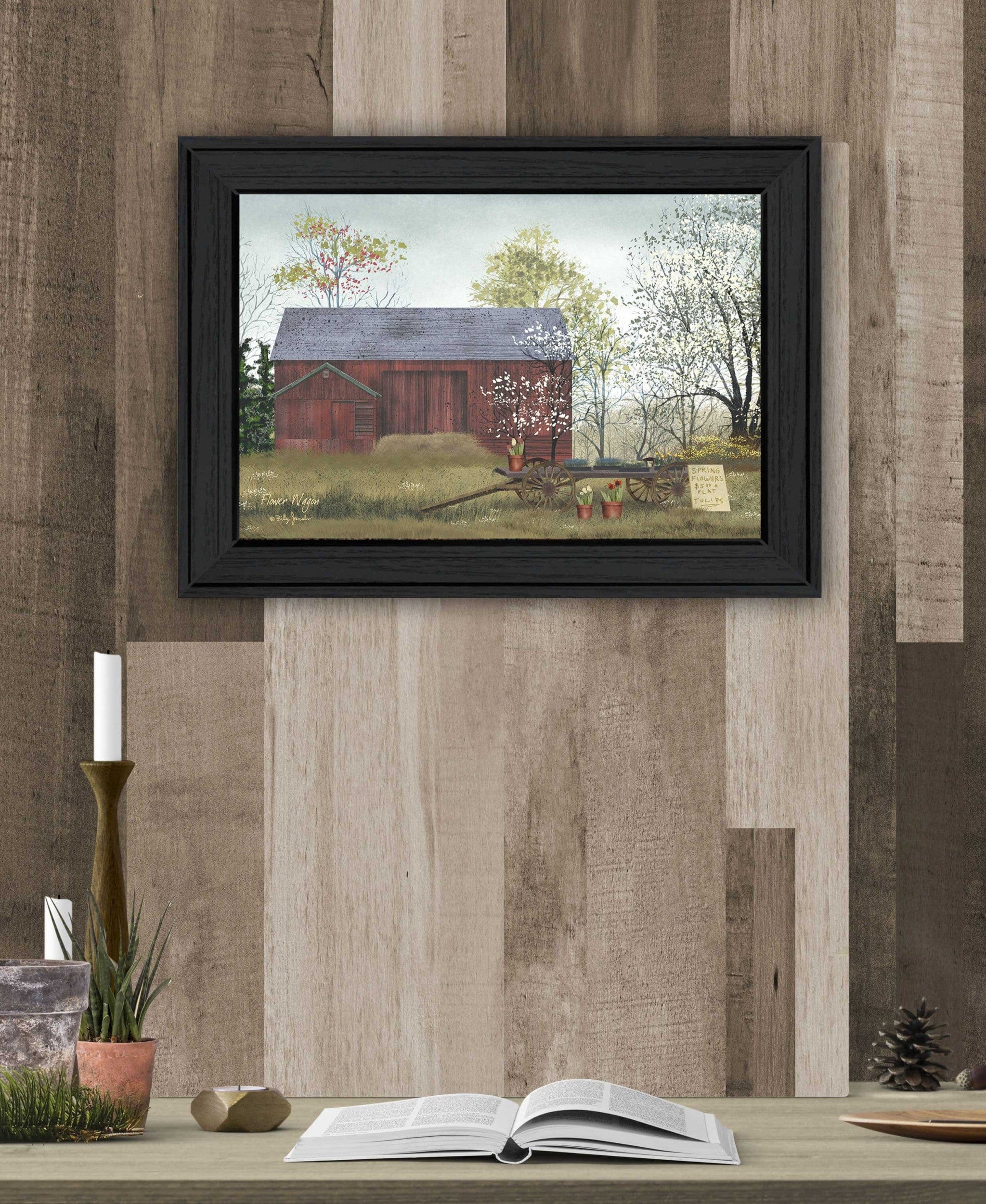 Flower Wagon 3 Black Framed Print Wall Art - Homeroots