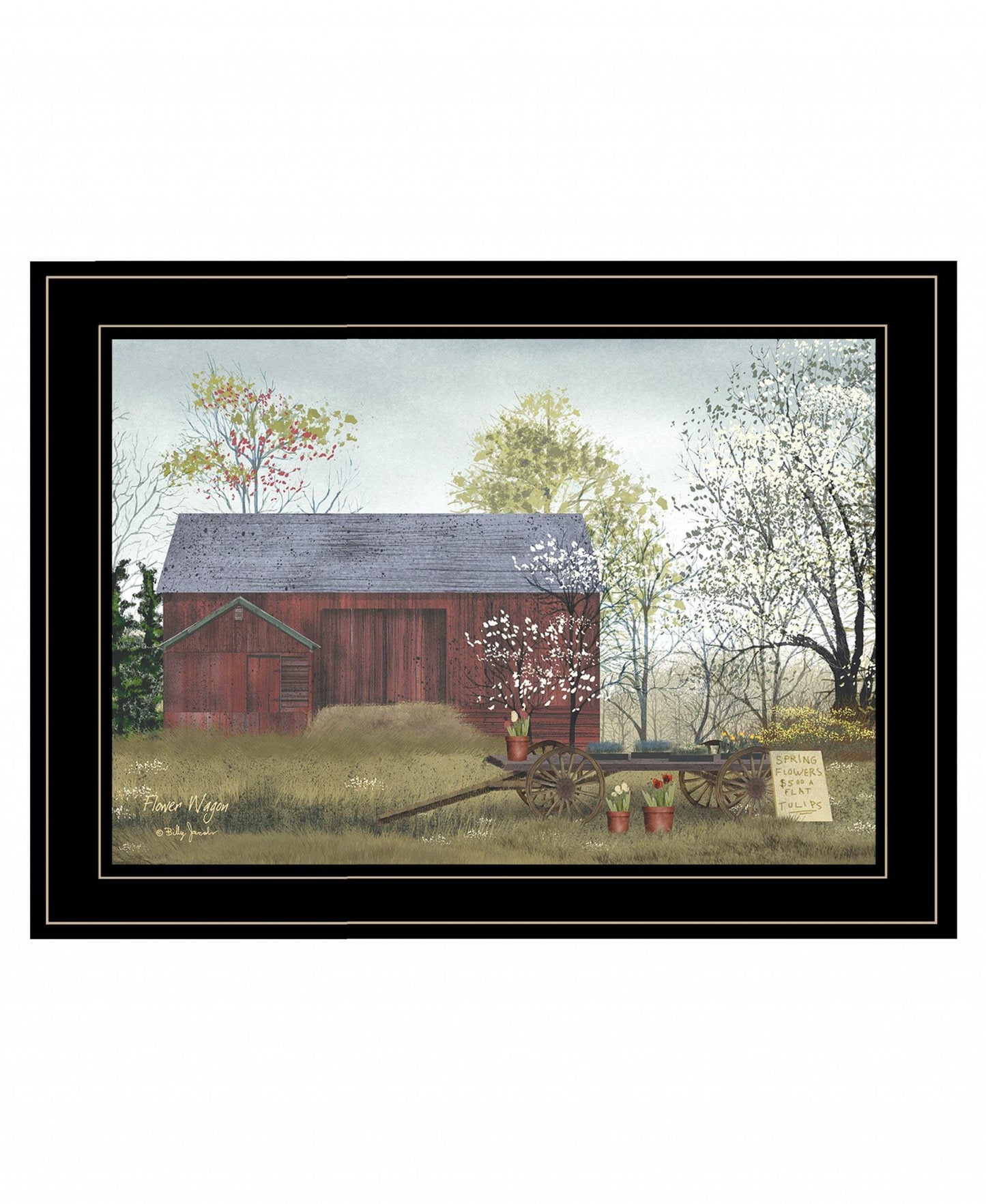 Flower Wagon 4 Black Framed Print Wall Art - Homeroots - Flyclothing LLC