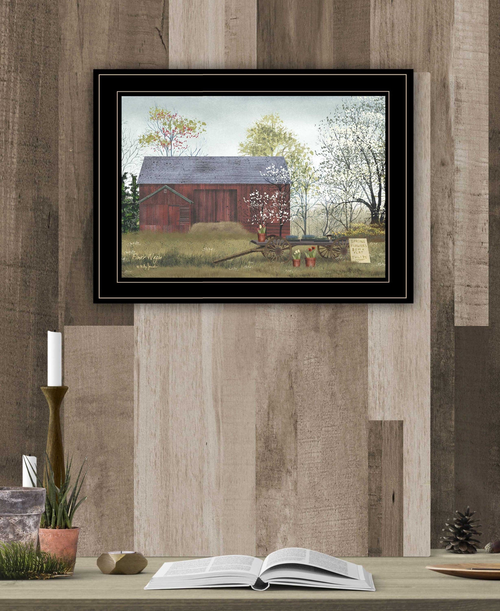 Flower Wagon 4 Black Framed Print Wall Art - Homeroots