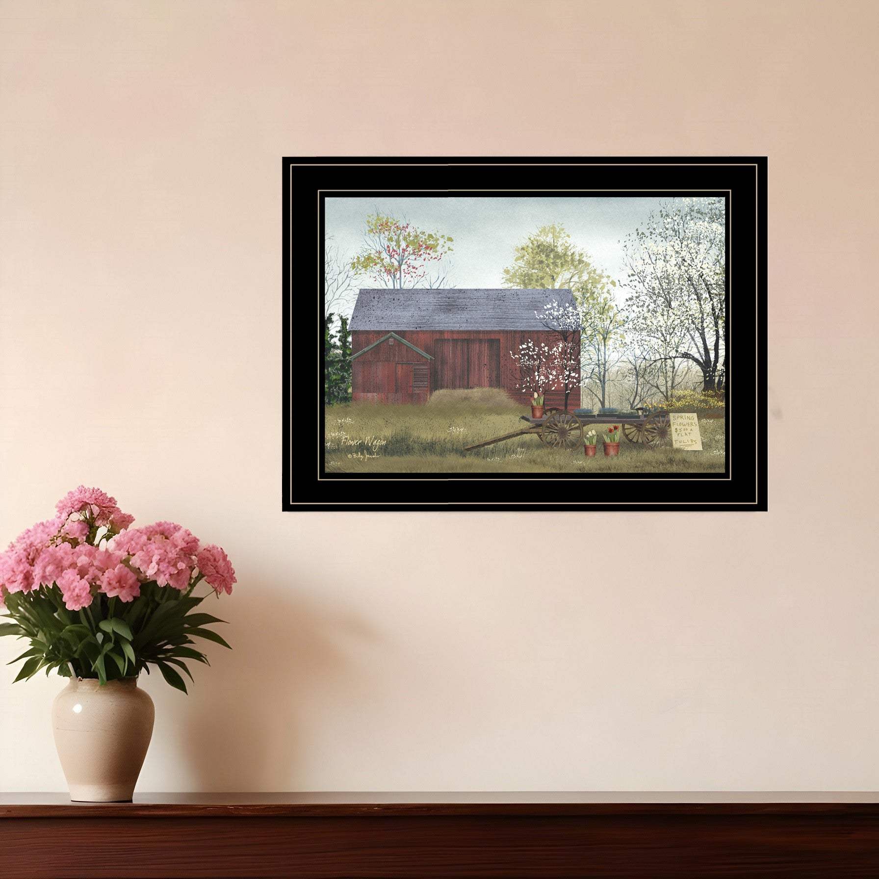 Flower Wagon 4 Black Framed Print Wall Art - Homeroots - Flyclothing LLC