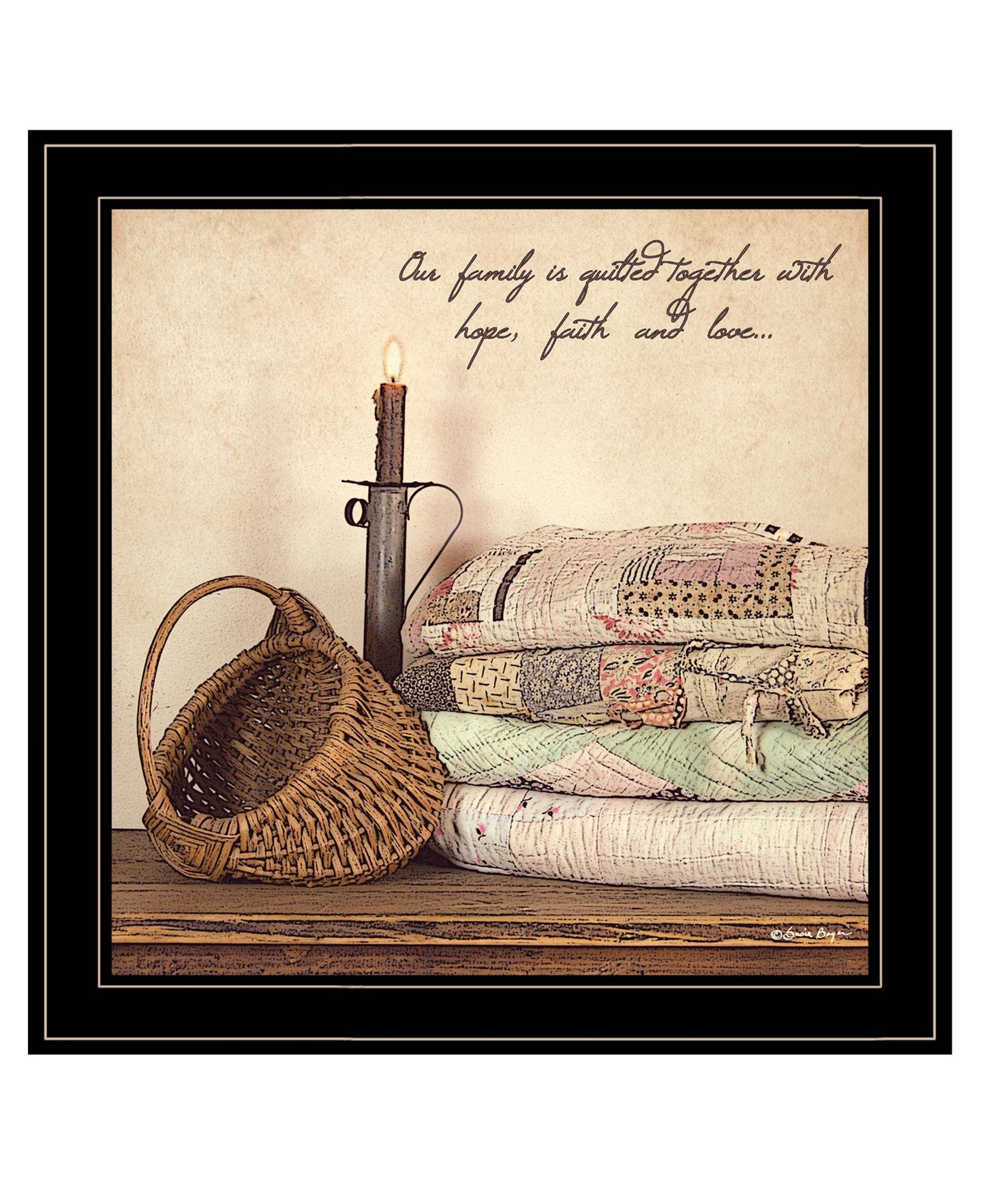 Quilted Together 3 Black Framed Print Wall Art - Homeroots - Flyclothing LLC