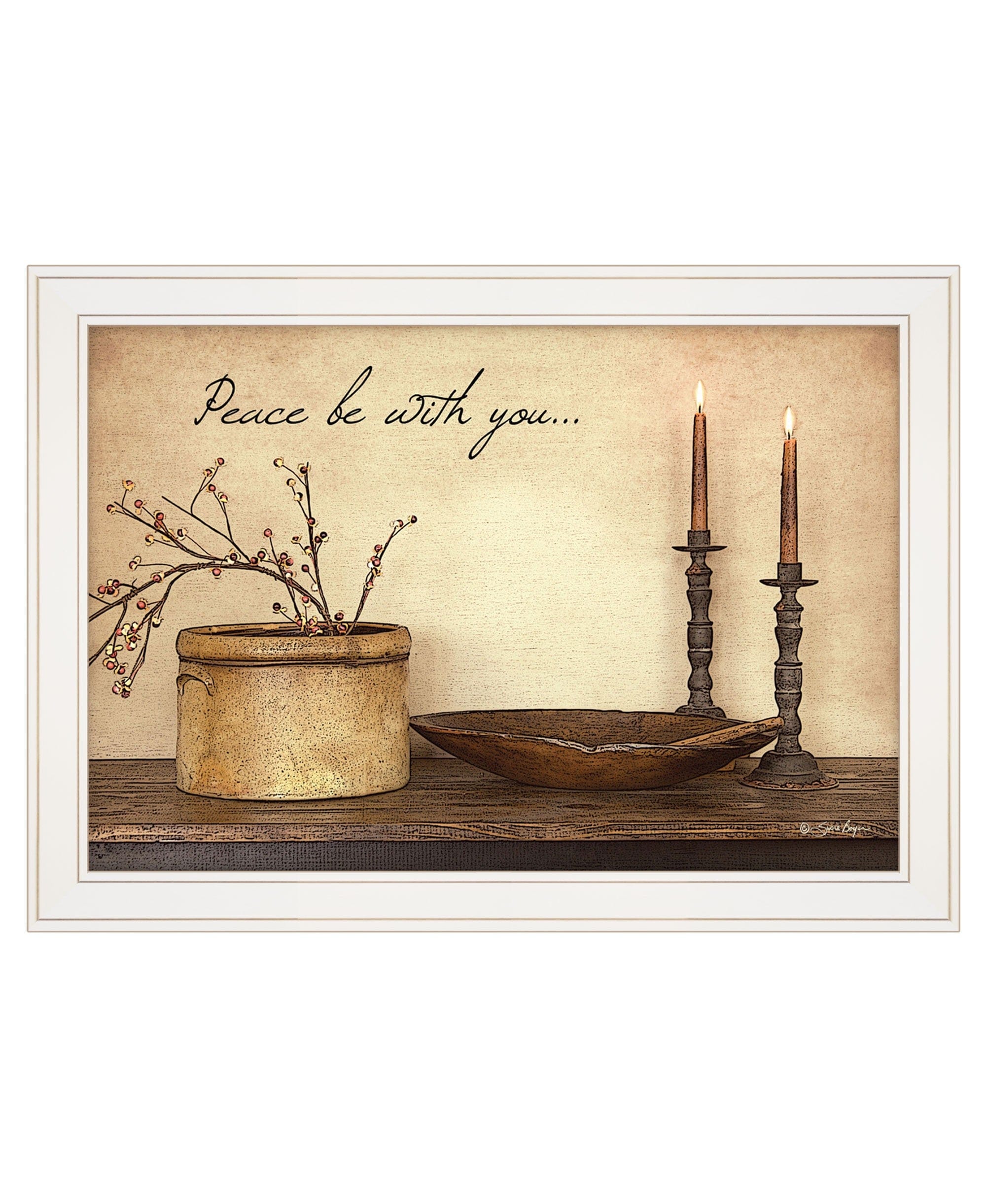 Peace Be with You 4 White Framed Print Wall Art - Homeroots