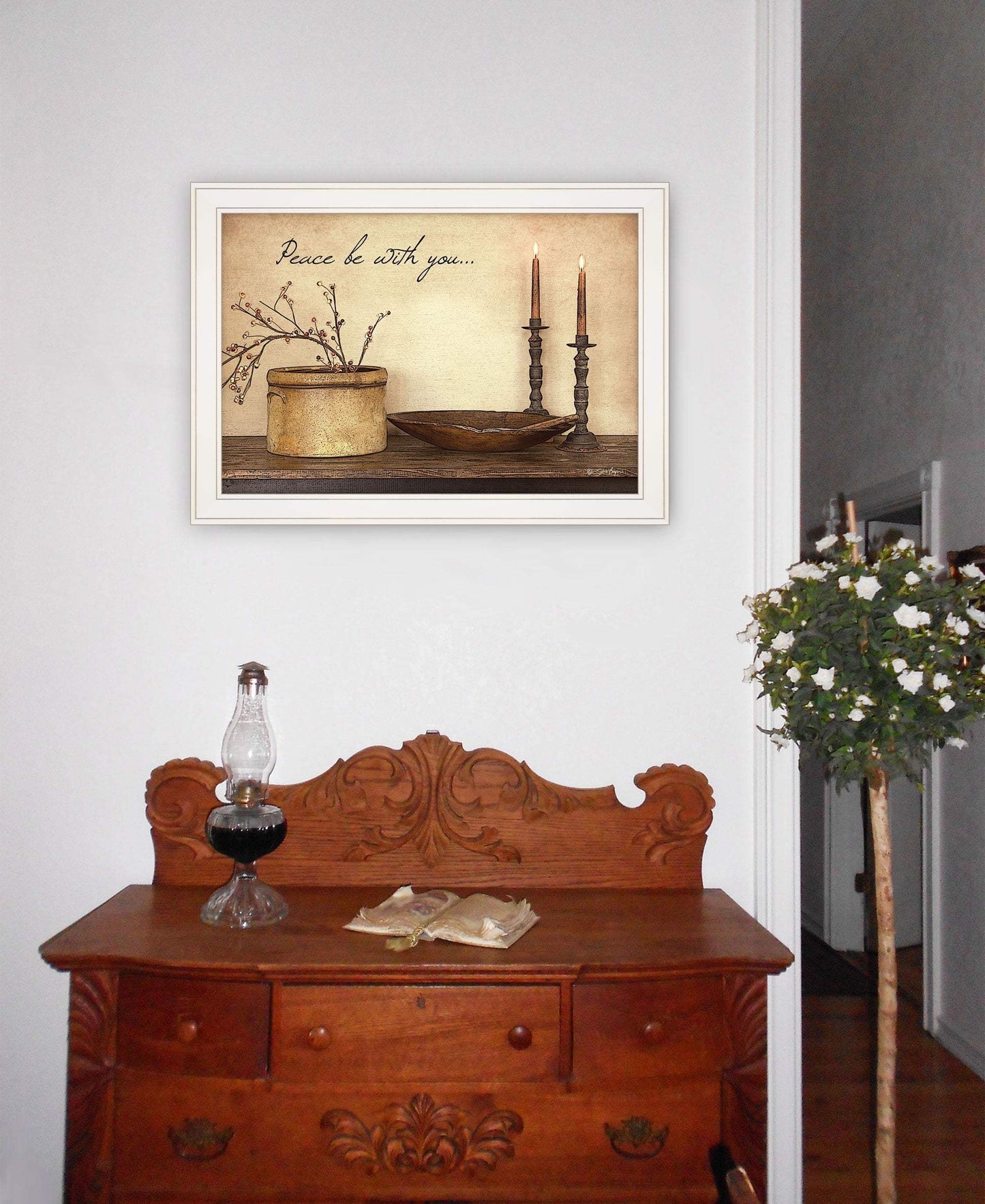 Peace Be with You 4 White Framed Print Wall Art - Homeroots - Flyclothing LLC