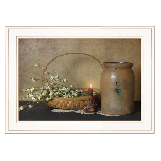 Basket of Flowers 1 White Framed Print Wall Art - Homeroots