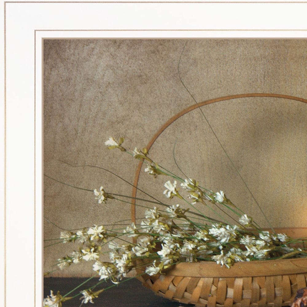 Basket of Flowers 1 White Framed Print Wall Art - Homeroots