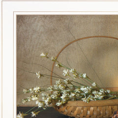 Basket of Flowers 1 White Framed Print Wall Art - Homeroots