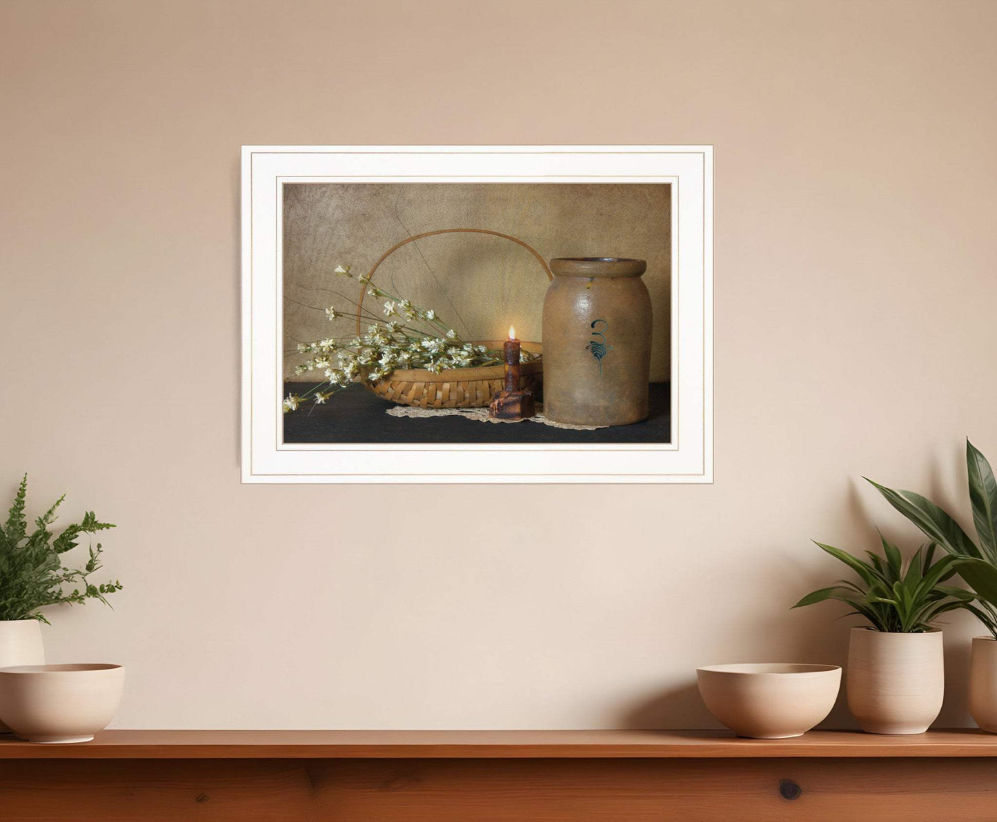 Basket of Flowers 1 White Framed Print Wall Art - Homeroots - Flyclothing LLC