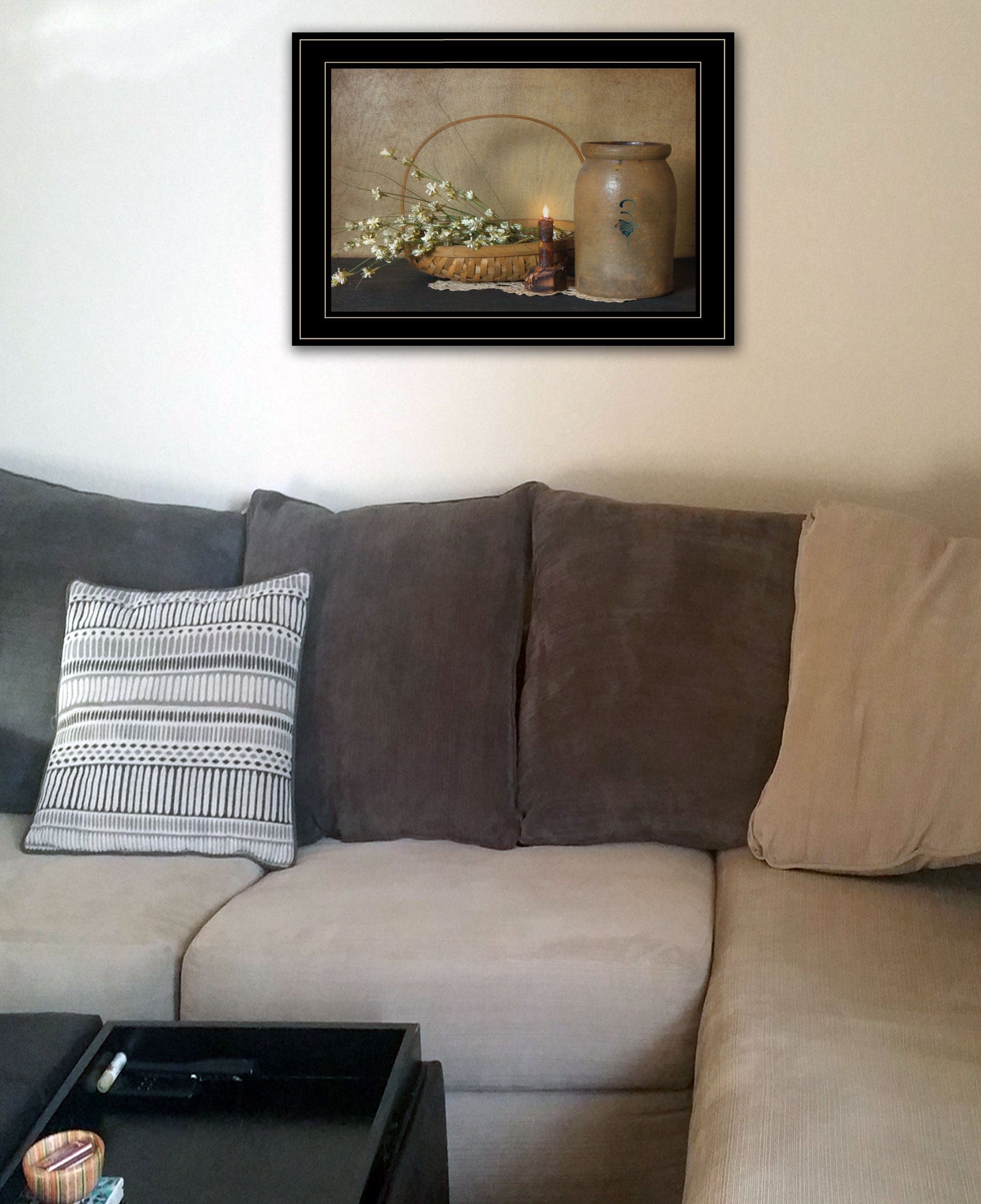Basket of Flowers 2 Black Framed Print Wall Art - Homeroots