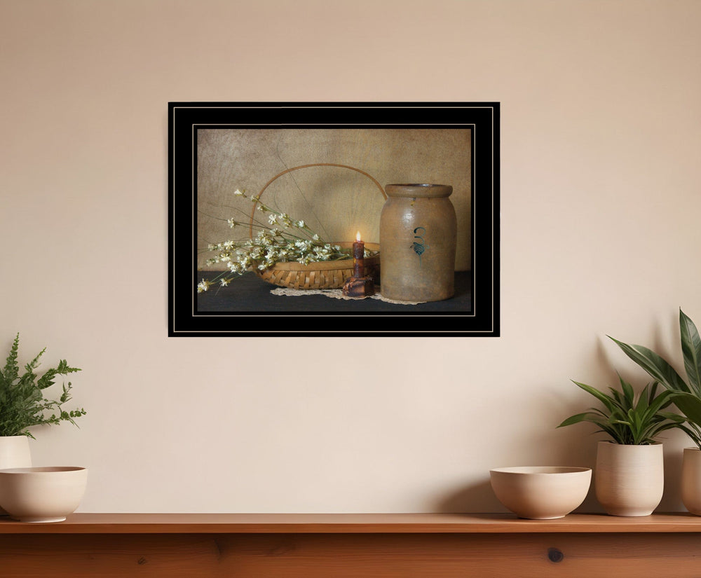 Basket of Flowers 2 Black Framed Print Wall Art - Homeroots