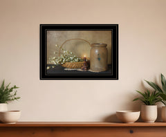 Basket of Flowers 2 Black Framed Print Wall Art
