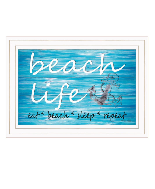 Beach Life 1 White Framed Print Wall Art - Homeroots