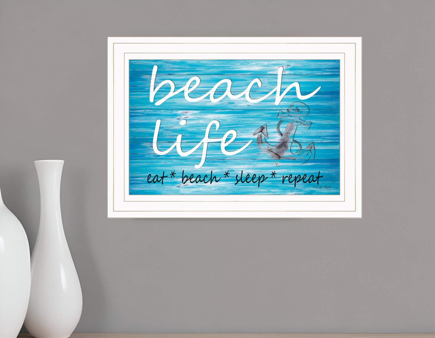 Beach Life 1 White Framed Print Wall Art - Homeroots - Flyclothing LLC