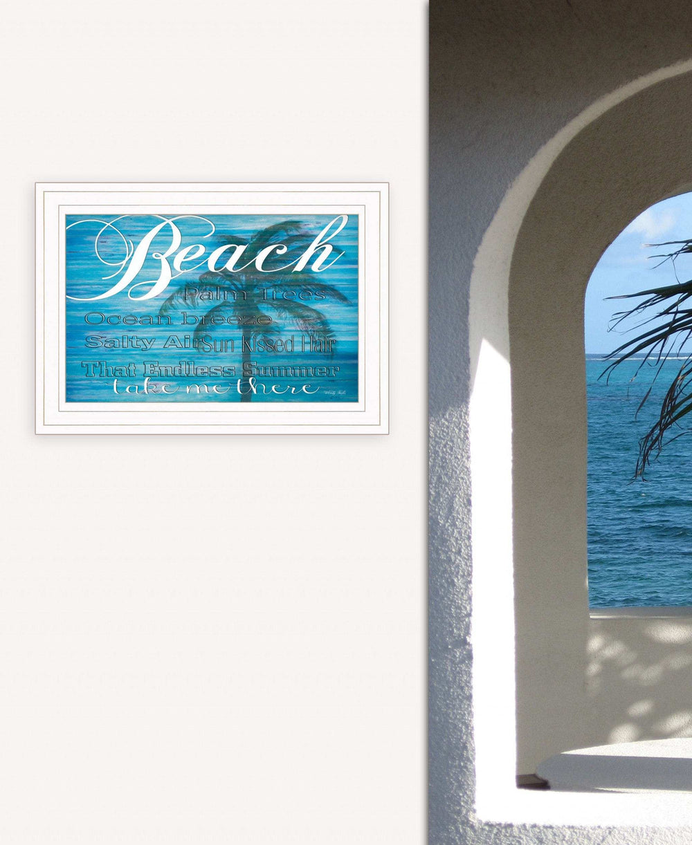 Take Me There Beach White Framed Print Wall Art - Homeroots - Flyclothing LLC