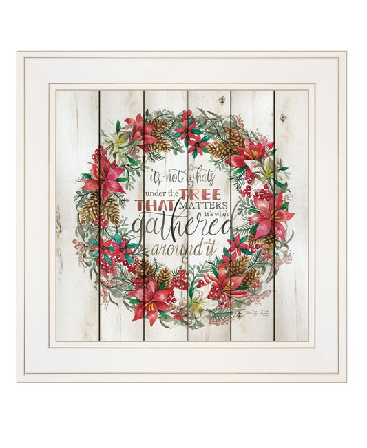 Gathered Around the Tree 1 White Framed Print Wall Art - Homeroots