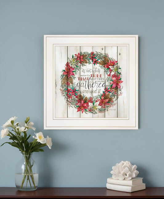 Gathered Around the Tree 1 White Framed Print Wall Art - Homeroots