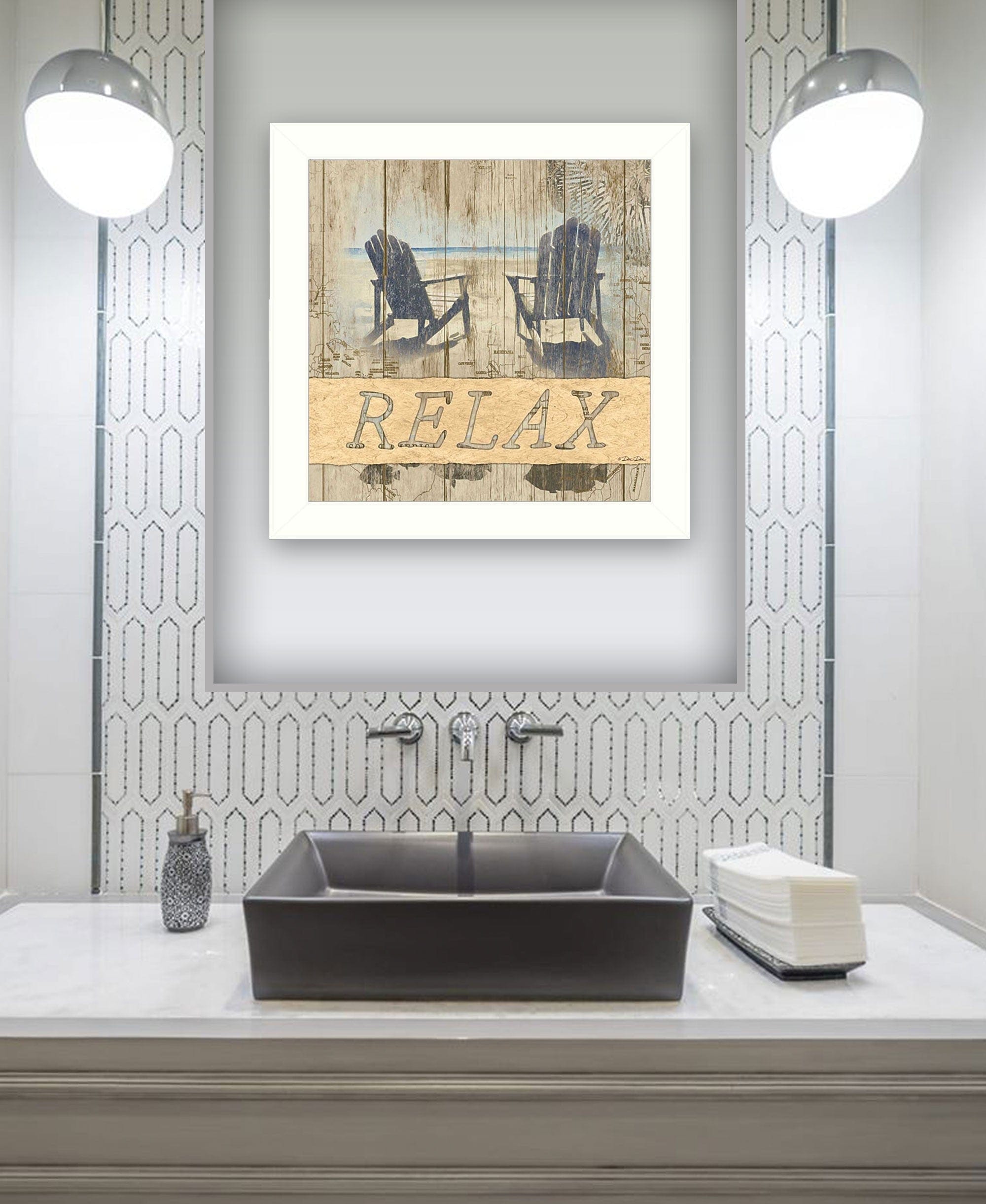 RELAX 1 White Framed Print Wall Art - Homeroots