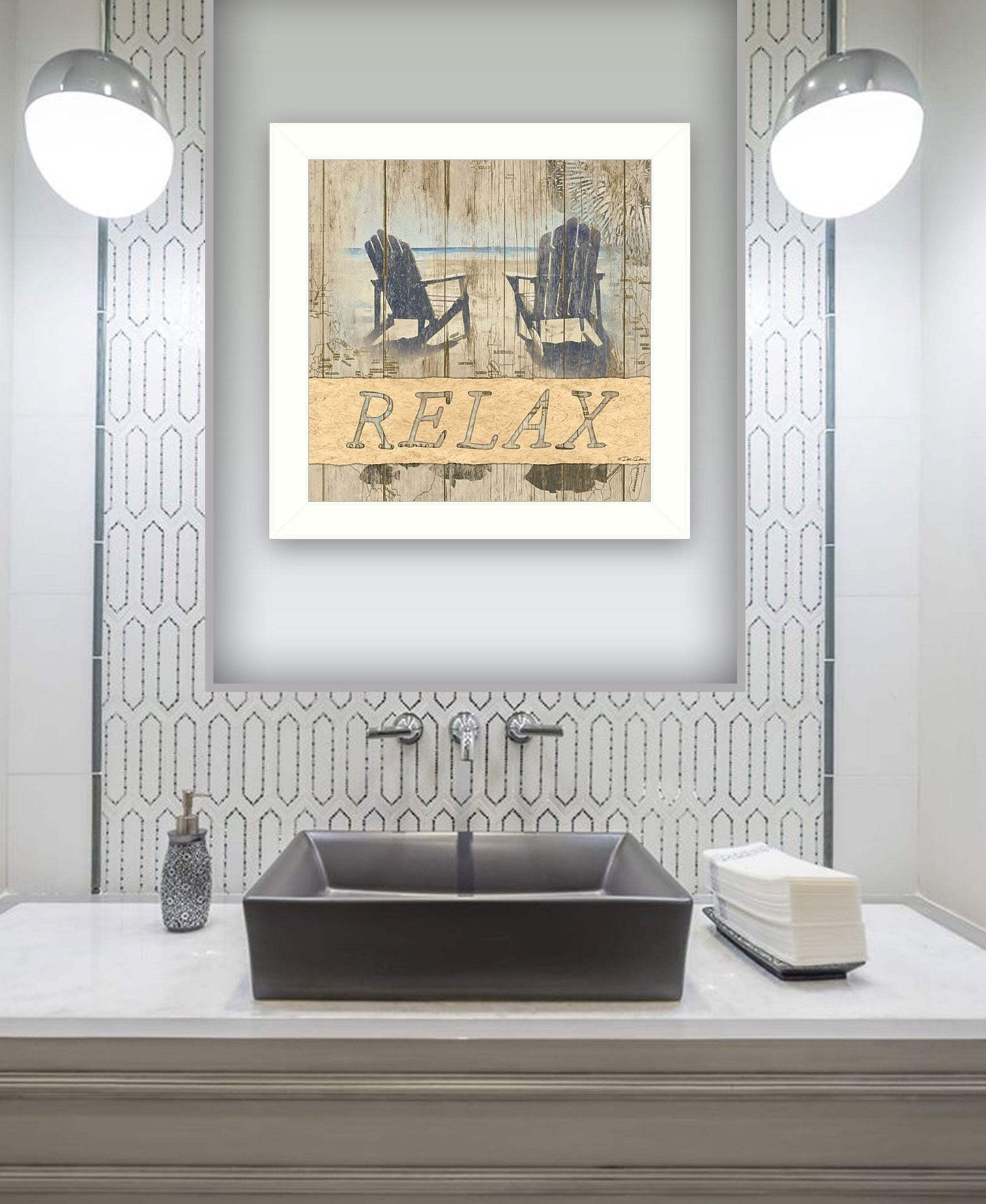 RELAX 1 White Framed Print Wall Art - Homeroots - Flyclothing LLC