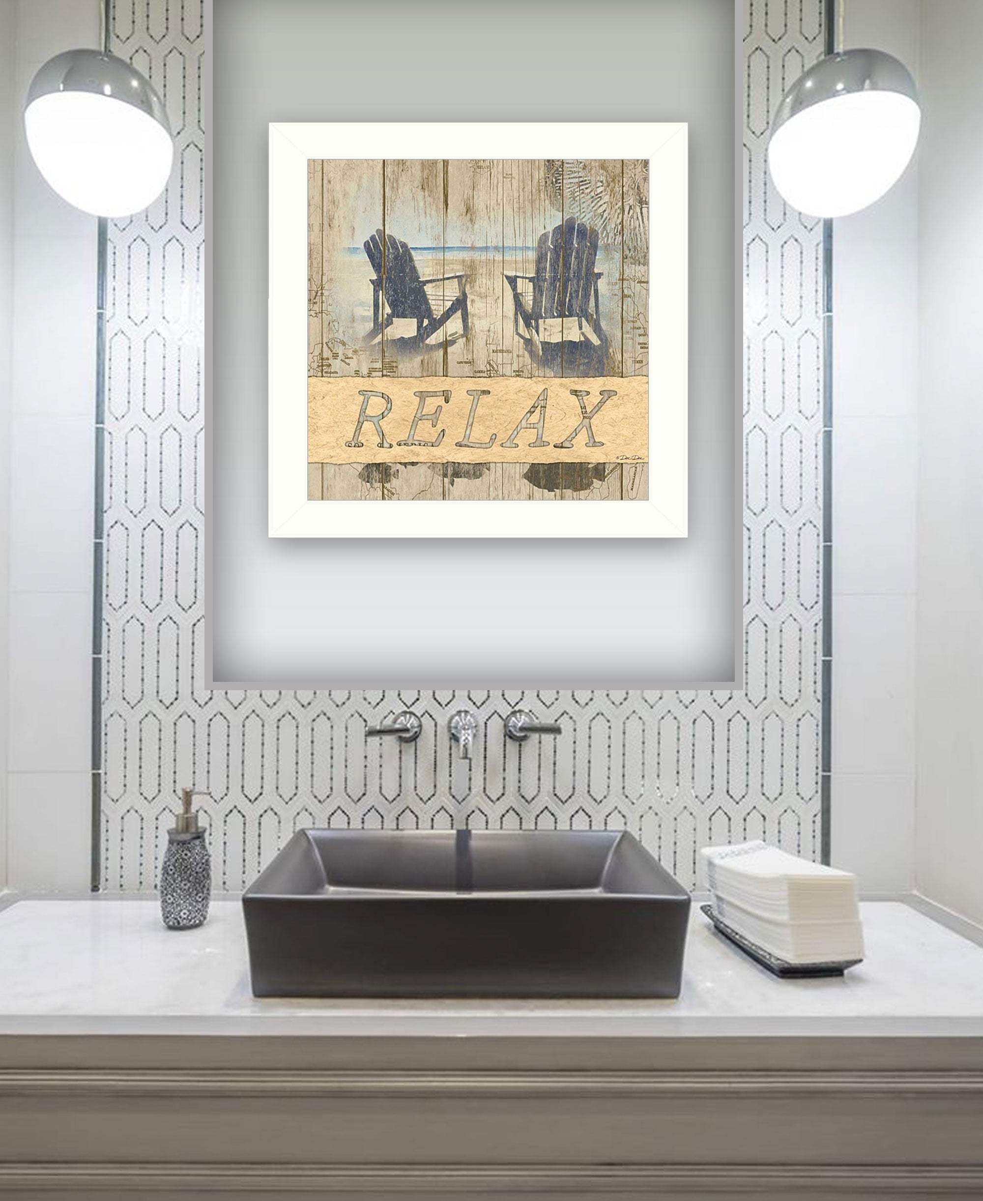 RELAX 1 White Framed Print Wall Art - Homeroots - Flyclothing LLC