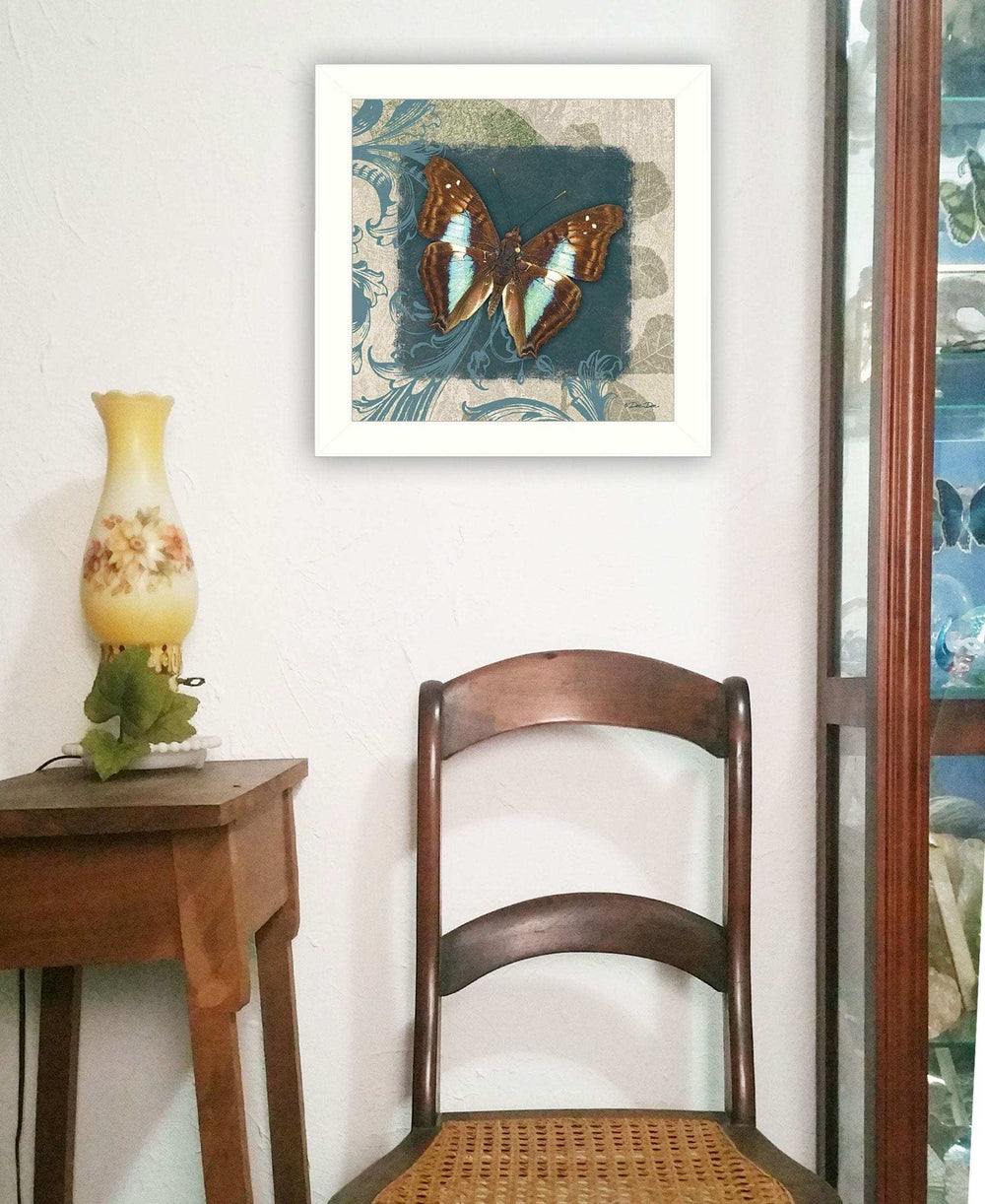 Swirl Butterfly White Framed Print Wall Art - Homeroots - Flyclothing LLC