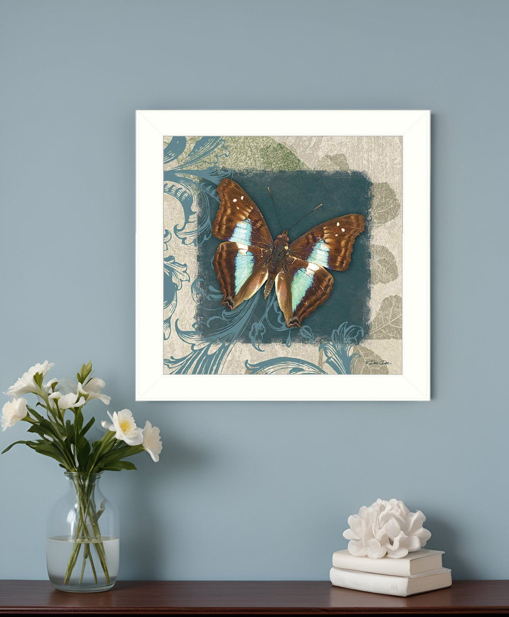 Swirl Butterfly White Framed Print Wall Art - Homeroots