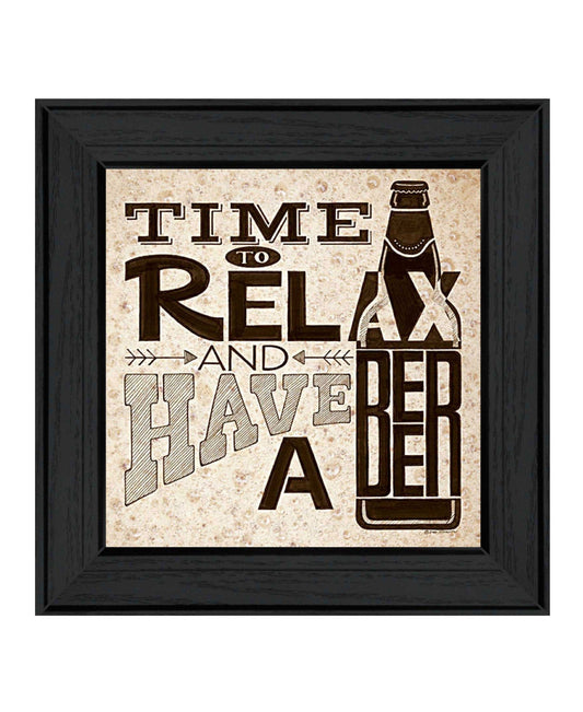 BeerTime to Relax Black Framed Print Wall Art - Homeroots