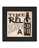 BeerTime to Relax Black Framed Print Wall Art - Homeroots