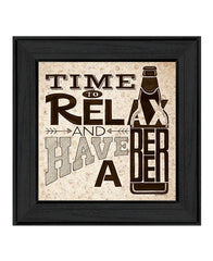 BeerTime to Relax Black Framed Print Wall Art - Homeroots