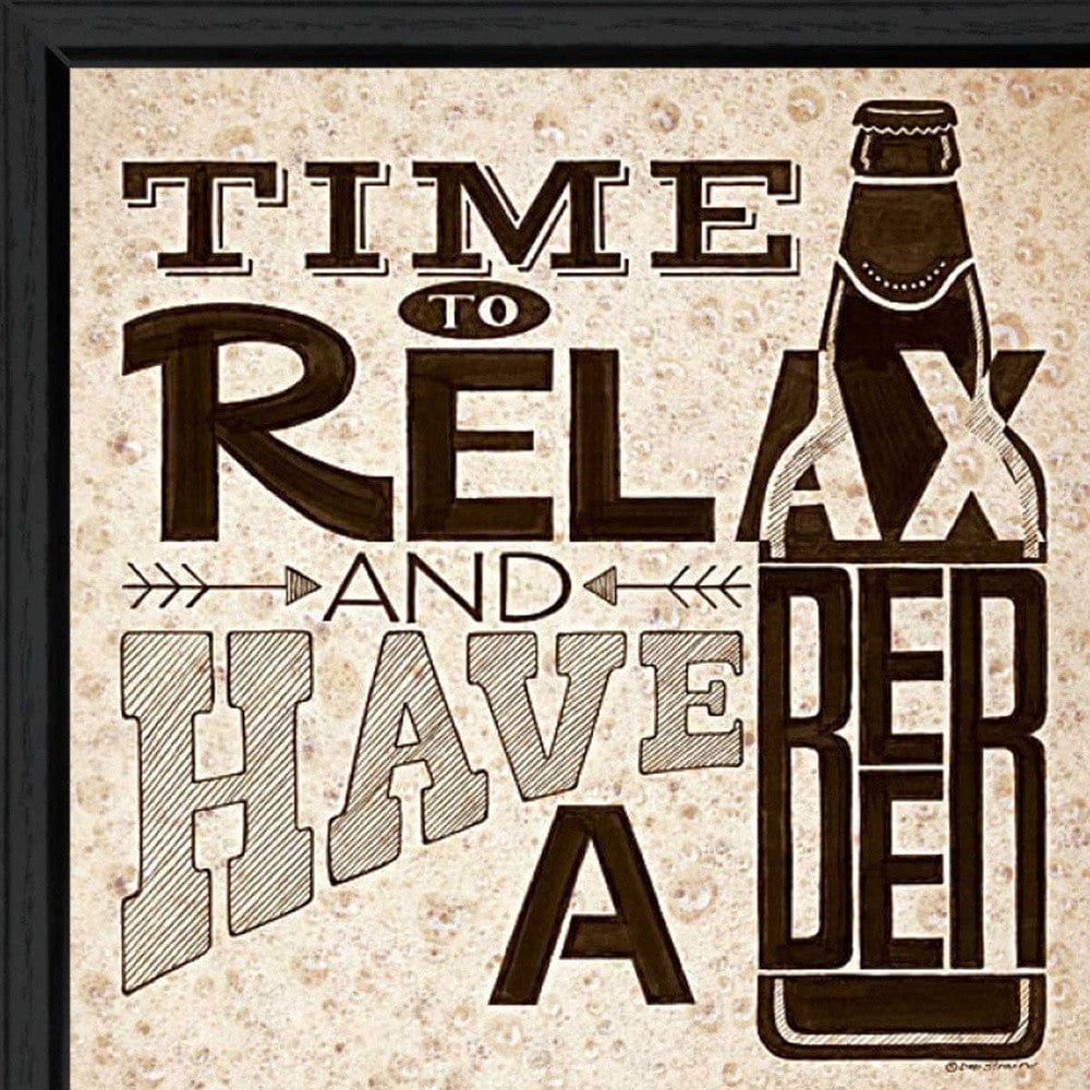 BeerTime to Relax Black Framed Print Wall Art - Homeroots