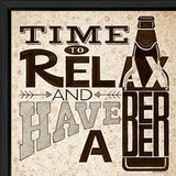 BeerTime to Relax Black Framed Print Wall Art - Homeroots