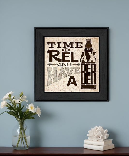 BeerTime to Relax Black Framed Print Wall Art - Homeroots