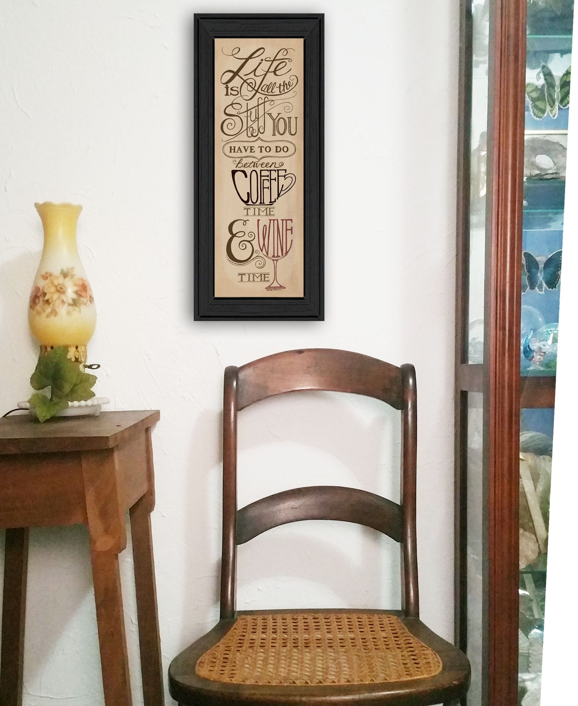 Coffee and Wine Time Black Framed Print Wall Art - Homeroots
