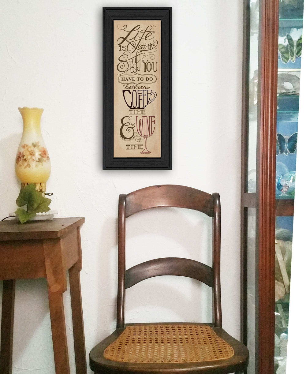 Coffee and Wine Time Black Framed Print Wall Art - Homeroots - Flyclothing LLC