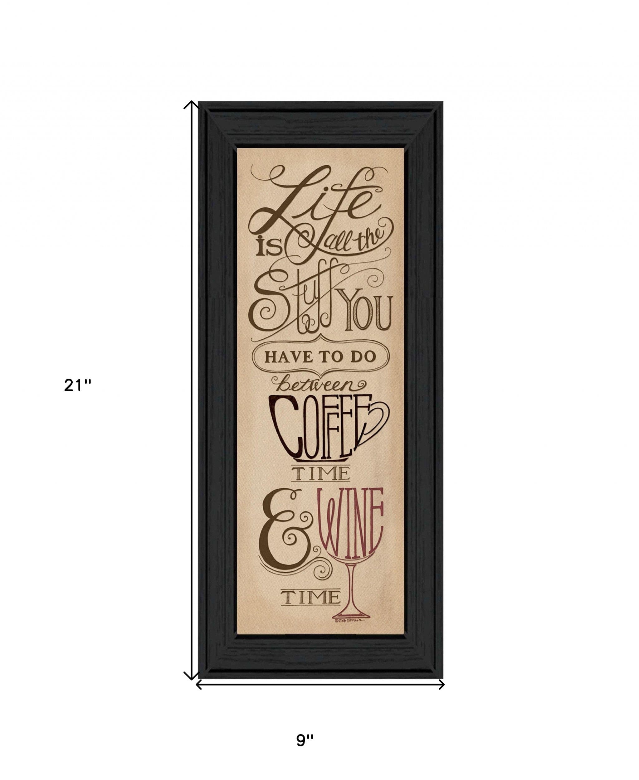 Coffee and Wine Time Black Framed Print Wall Art - Homeroots