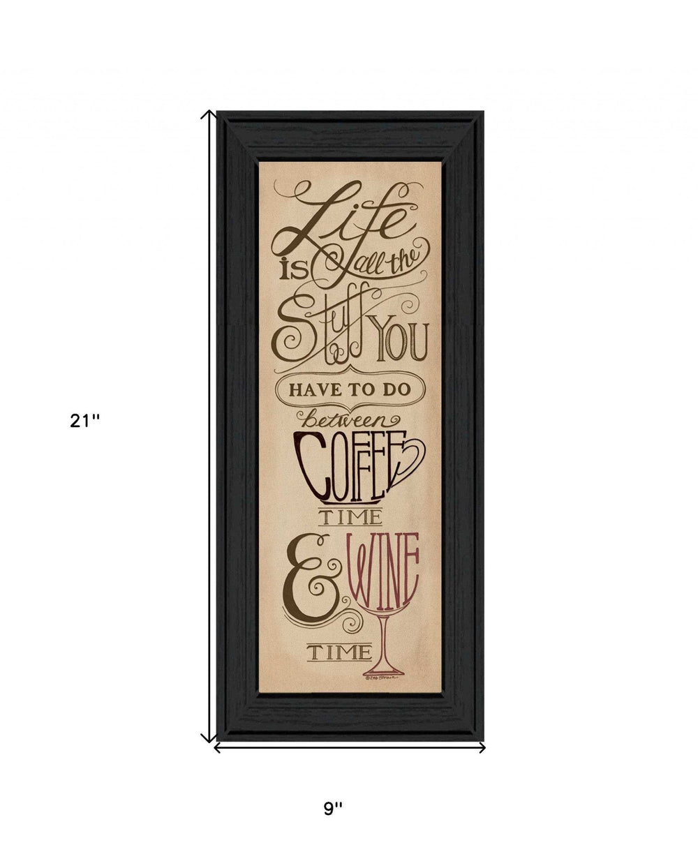 Coffee and Wine Time Black Framed Print Wall Art - Homeroots - Flyclothing LLC
