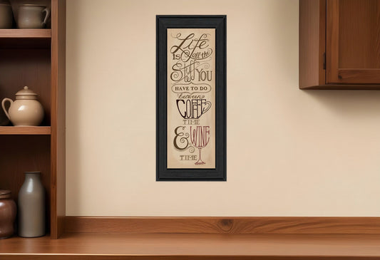 Coffee and Wine Time Black Framed Print Wall Art - Homeroots