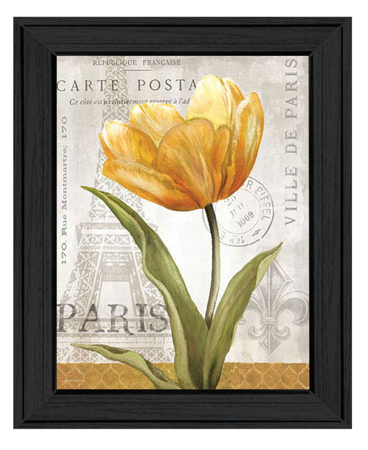 Golden Flower Black Framed Print Wall Art - Homeroots