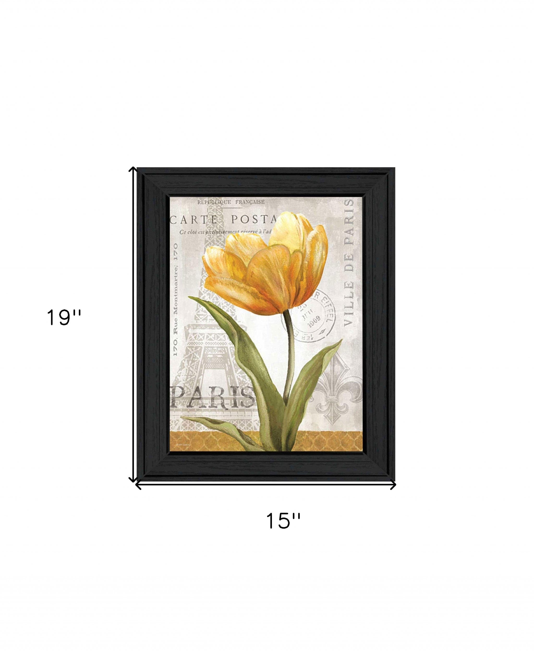 Golden Flower Black Framed Print Wall Art - Homeroots
