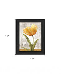 Golden Flower Black Framed Print Wall Art - Homeroots
