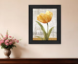 Golden Flower Black Framed Print Wall Art - Homeroots