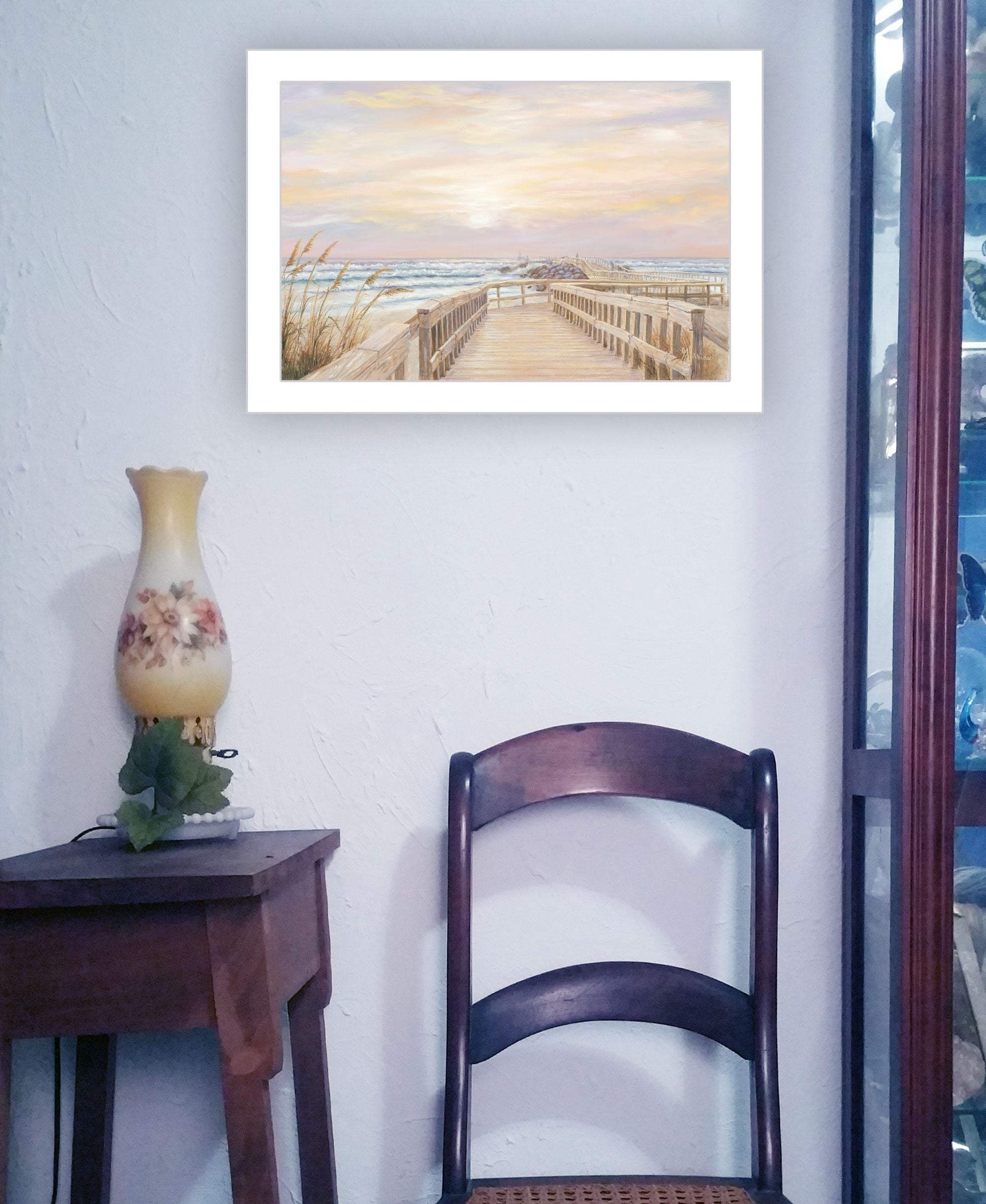 Ponce Inlet Jetty Sunrise 1 White Framed Print Wall Art - Homeroots - Flyclothing LLC
